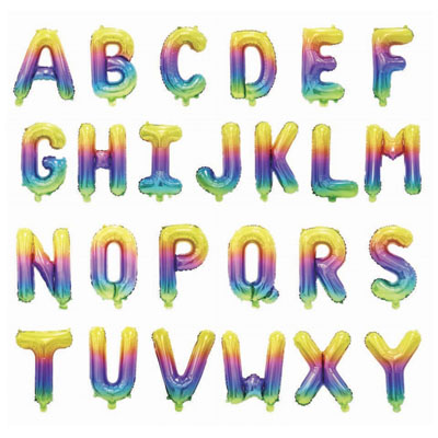 Letter And Number Series-Letter and number foil balloon 16 inchyellowgradientsmallletters